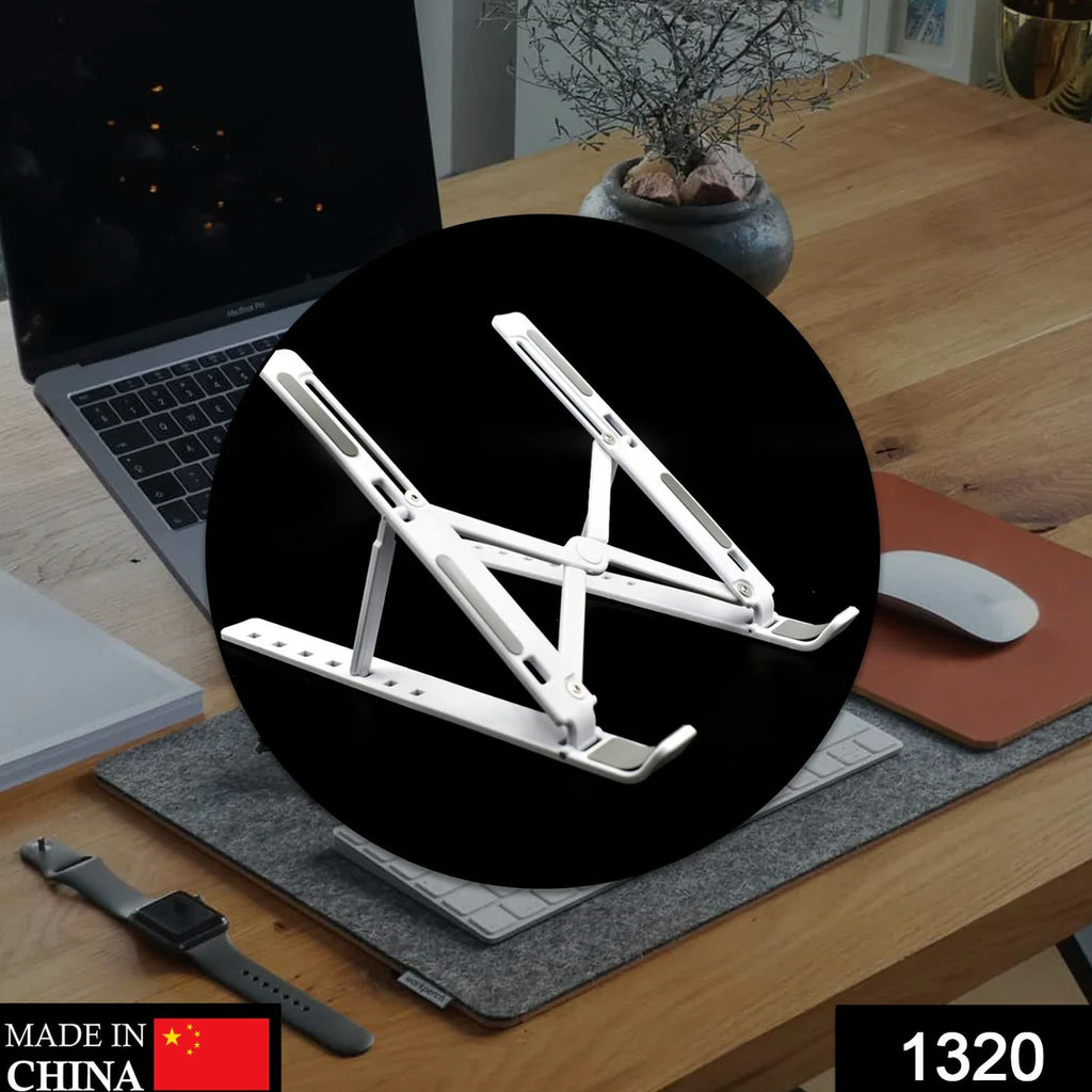 Adjustable Ergonomic Foldable Portable, Holder Riser Tablet Stand Plastic (Use In 14 inch Laptop)