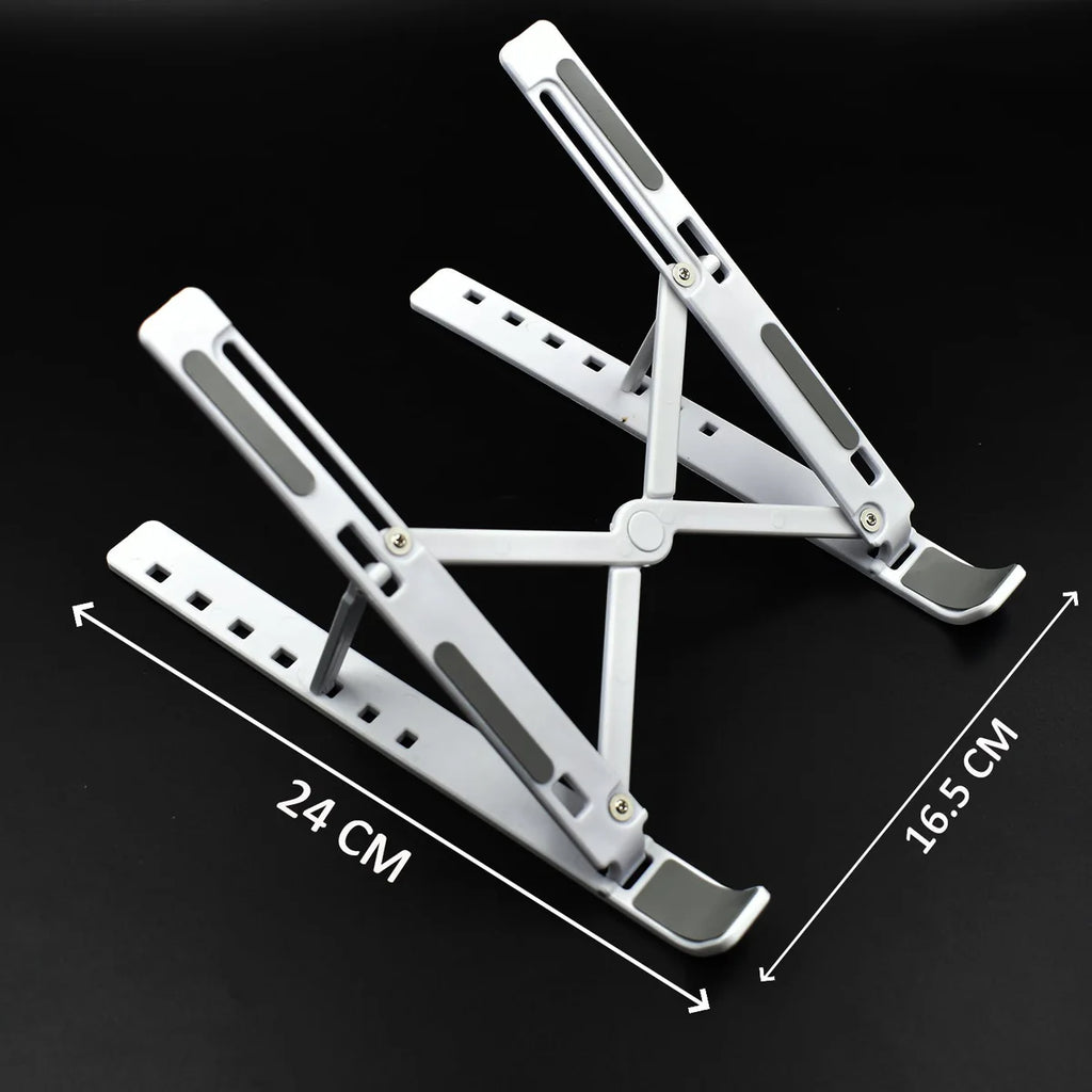 Adjustable Ergonomic Foldable Portable, Holder Riser Tablet Stand Plastic (Use In 14 inch Laptop)